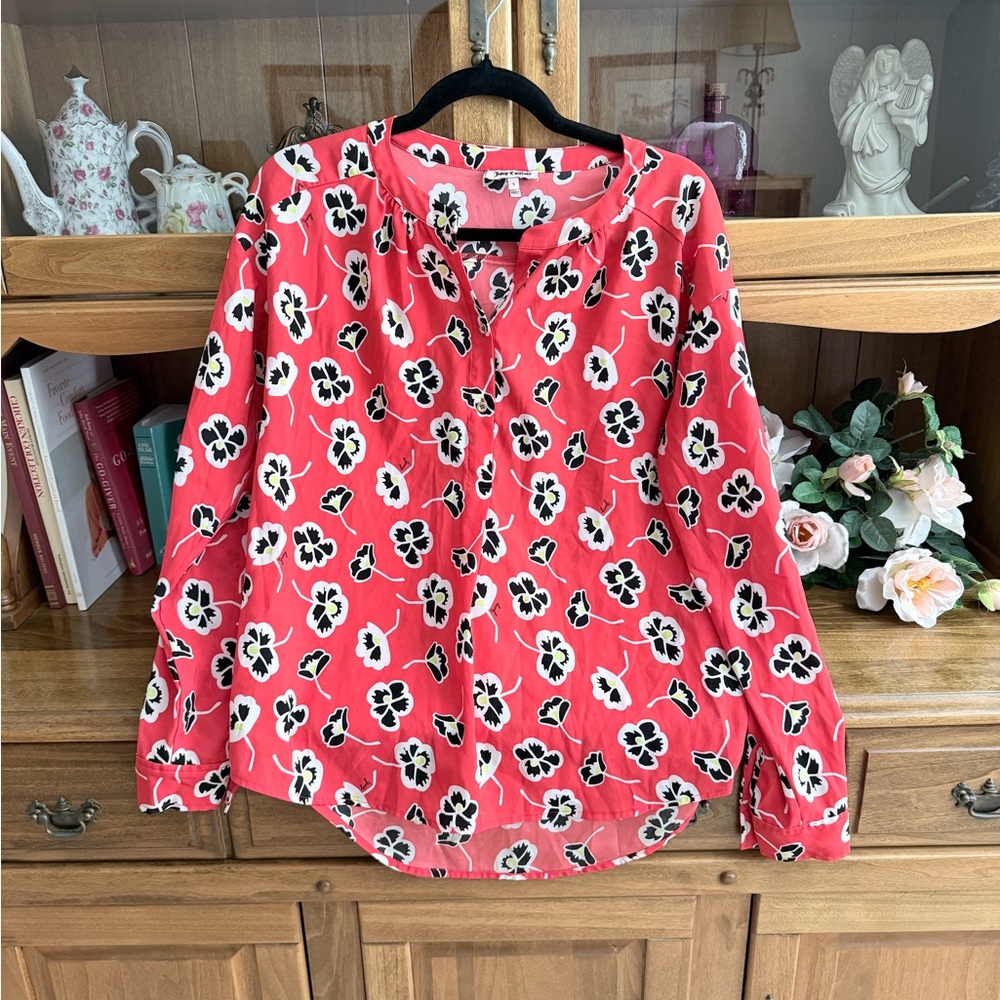 Juicy Couture Red Floral Blouse